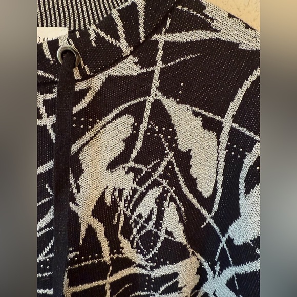 Joseph Ribkoff Metallic Jacquard Pullover Sweater Small Black - Picture 8 of 9